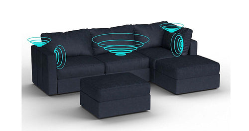 Lovesac – 5 Seats + 5 Sides Corded Velvet &amp; Lovesoft with 6 Speaker Immersive Sound + Charge System – Midnight Navy - 1772860086023_269