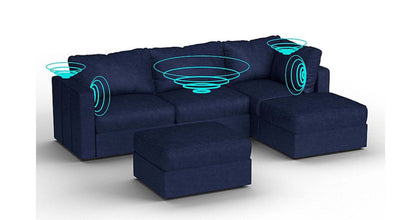Lovesac – 5 Seats + 5 Sides Corded Velvet & Standard Foam with 8 Speaker Immersive Sound + Charge System – Sapphire Navy - 1761207833481_617