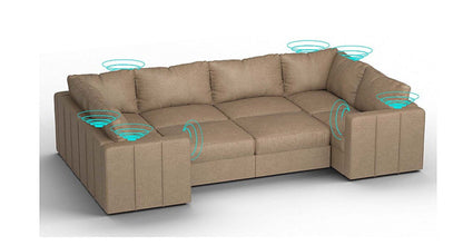 Lovesac – 8 Seats + 10 Sides Combed Chenille &amp; Lovesoft with 6 Speaker Immersive Sound + Charge System – Taupe - 1772864951668_576