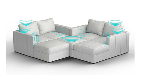 Lovesac – 7 Seats + 8 Sides Corded Velvet &amp; Lovesoft with 8 Speaker Immersive Sound + Charge System – Sky Grey - 1772866233171_913