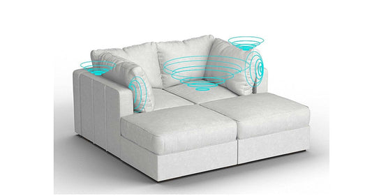 Lovesac – 4 Seats + 4 Sides Corded Velvet &amp; Standard Foam with 6 Speaker Immersive Sound + Charge System – Sky Grey - 1772604957308_569