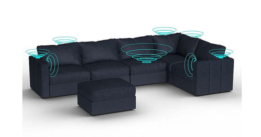 Lovesac – 6 Seats + 8 Sides Corded Velvet &amp; Standard Foam with 10 Speaker Immersive Sound + Charge System – Midnight Navy - 1772603055146_234