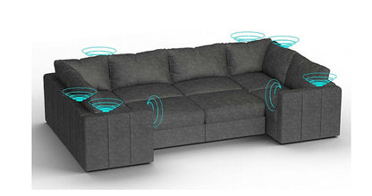 Lovesac – 8 Seats + 10 Sides Corded Velvet &amp; Lovesoft with 8 Speaker Immersive Sound + Charge System – Charcoal Grey - 1772863740732_619