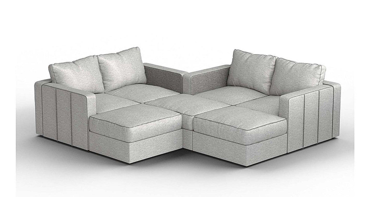 Lovesac – 7 Seats + 8 Sides Luxe Chenille &amp; Lovesoft – Tonal Sterling - 1772866209231_969