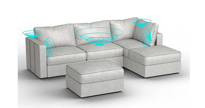Lovesac – 5 Seats + 5 Sides Luxe Chenille &amp; Lovesoft with 8 Speaker Immersive Sound + Charge System – Tonal Sterling - 1772861442173_958