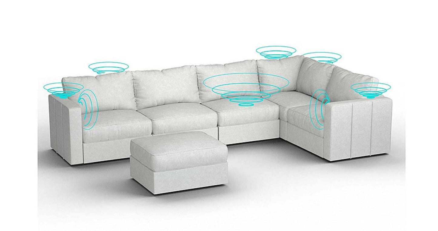 Lovesac – 6 Seats + 8 Sides Corded Velvet &amp; Standard Foam with 10 Speaker Immersive Sound + Charge System – Sky Grey - 1772866227512_578