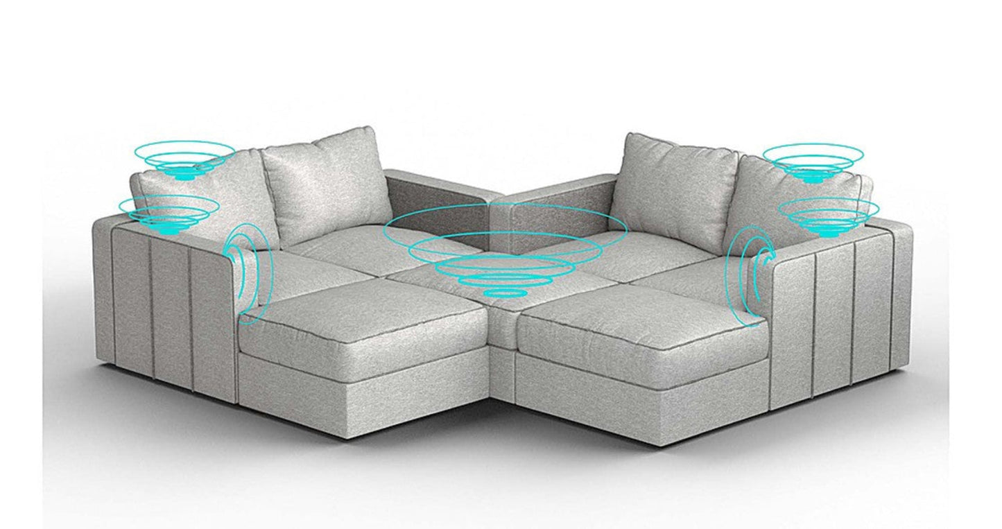 Lovesac – 7 Seats + 8 Sides Luxe Chenille &amp; Standard Foam with 8 Speaker Immersive Sound + Charge System – Tonal Sterling - 1772863771895_284