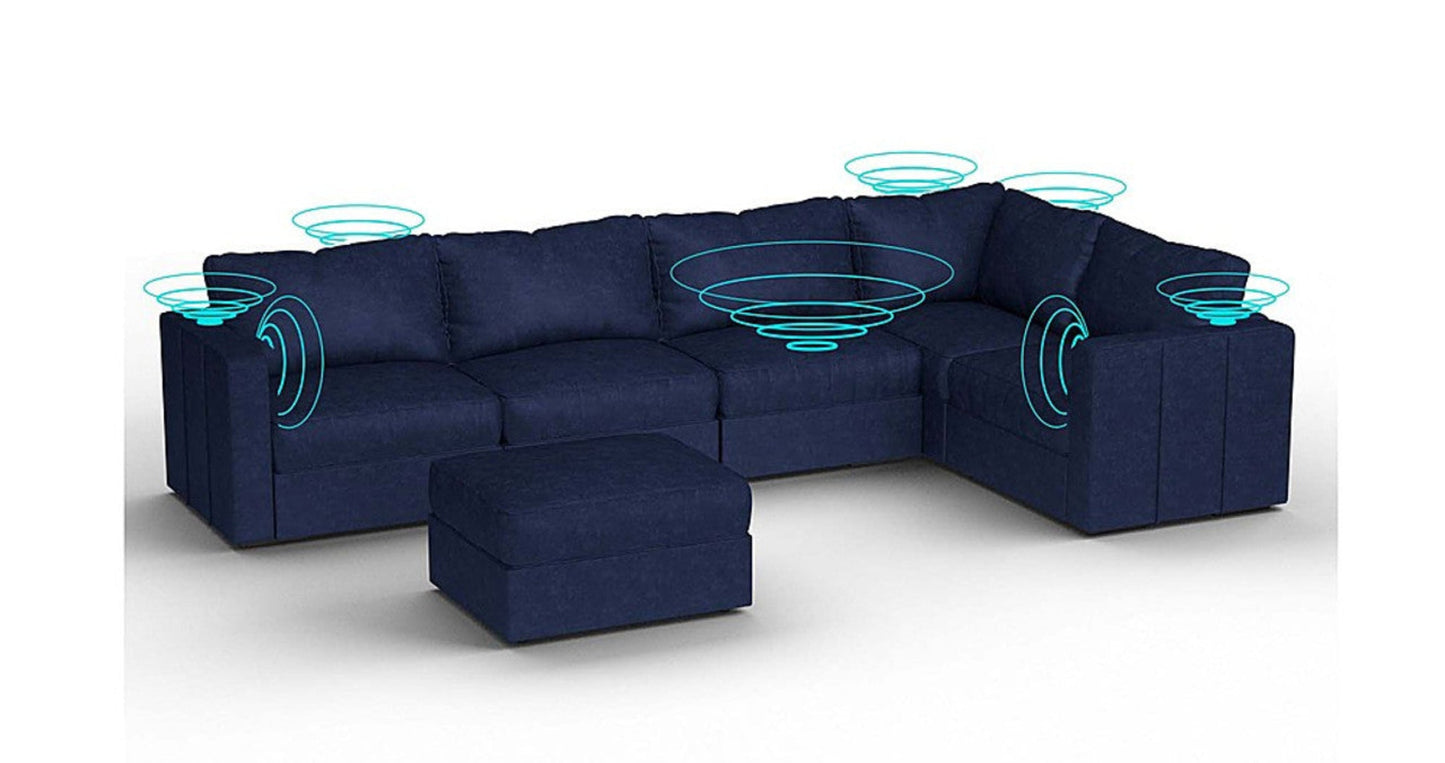 Lovesac – 6 Seats + 8 Sides Corded Velvet & Lovesoft with 10 Speaker Immersive Sound + Charge System – Sapphire Navy - 1761207874927_981