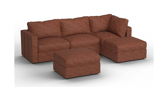 Lovesac – 5 Seats + 5 Sides Rained Chenille &amp; Standard Foam – Terracotta - 1772602983244_890