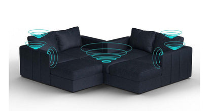 Lovesac – 7 Seats + 8 Sides Corded Velvet & Lovesoft with 10 Speaker Immersive Sound + Charge System – Midnight Navy - 1761207846788_444