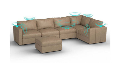 Lovesac – 6 Seats + 8 Sides Combed Chenille &amp; Lovesoft with 6 Speaker Immersive Sound + Charge System – Taupe - 1772862580738_622