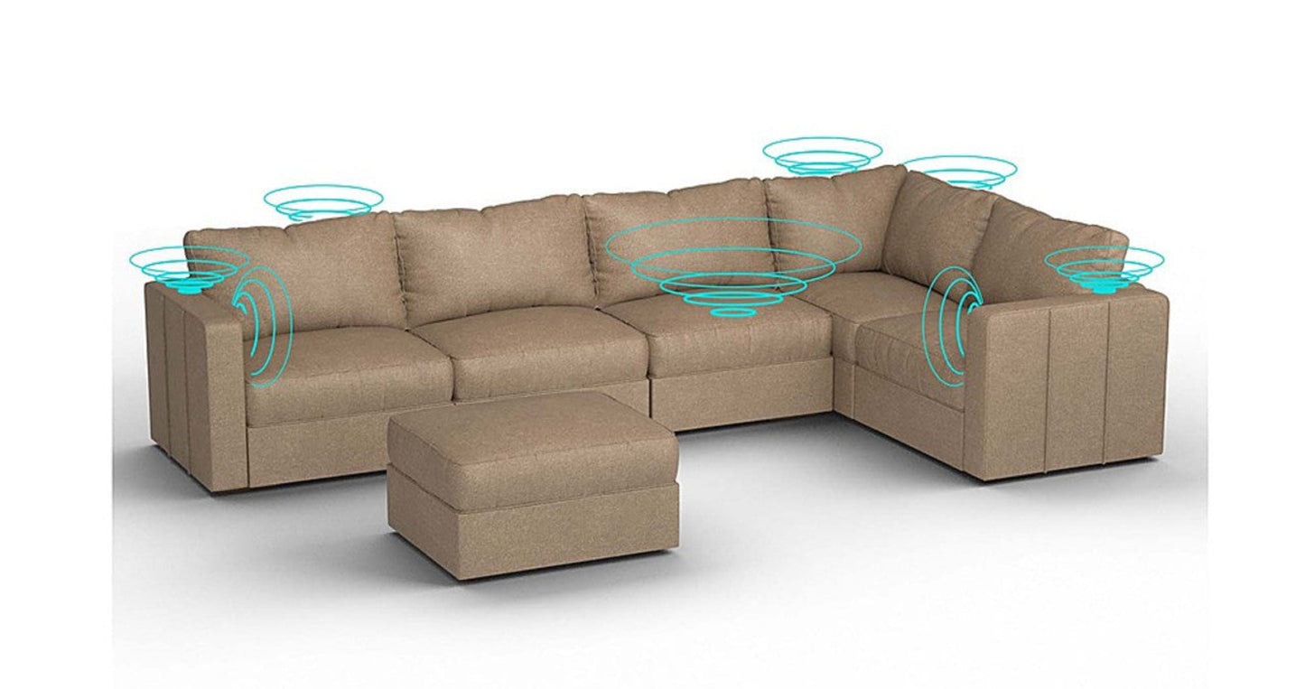 Lovesac – 6 Seats + 8 Sides Combed Chenille &amp; Lovesoft with 6 Speaker Immersive Sound + Charge System – Taupe - 1772862580738_622
