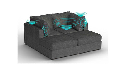 Lovesac – 4 Seats + 4 Sides Corded Velvet &amp; Lovesoft with 6 Speaker Immersive Sound + Charge System – Charcoal Grey - SKU_1772861464090_51
