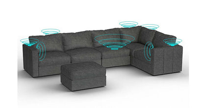 Lovesac – 6 Seats + 8 Sides Corded Velvet &amp; Standard Foam with 8 Speaker Immersive Sound + Charge System – Charcoal Grey - 1772606913098_631