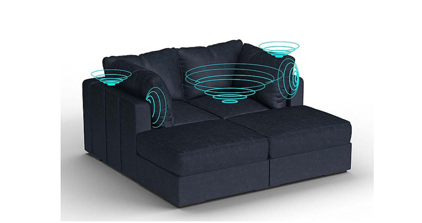 Lovesac – 4 Seats + 4 Sides Corded Velvet &amp; Standard Foam with 8 Speaker Immersive Sound + Charge System – Midnight Navy - 1772860062120_670