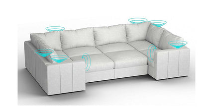 Lovesac – 8 Seats + 10 Sides Corded Velvet &amp; Standard Foam with 8 Speaker Immersive Sound + Charge System – Sky Grey - SKU_1772863483300_288