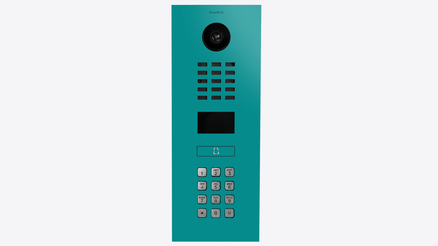 DoorBird D2101KV IP Video Intercom, 1 Call Button in Turquoise Blue, RAL 5018 - 423884588