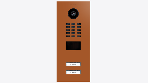 DoorBird D2102V IP Video Door Station, 2 Call Button in Orange Brown, RAL 8023