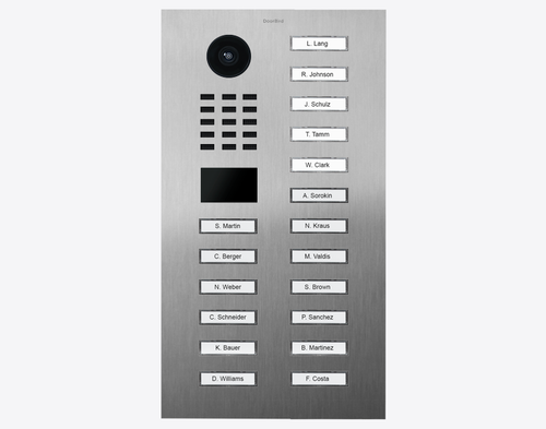 DoorBird D2118V IP Video Door Station, 18 Call Buttons in Stainless Steel V2A