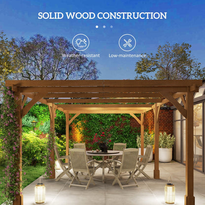 Outsunny 20' x 10' Wood Pergola with Sturdy Grape Trellis for Climbing Plants, Dark Brown - 84C-576V01DR