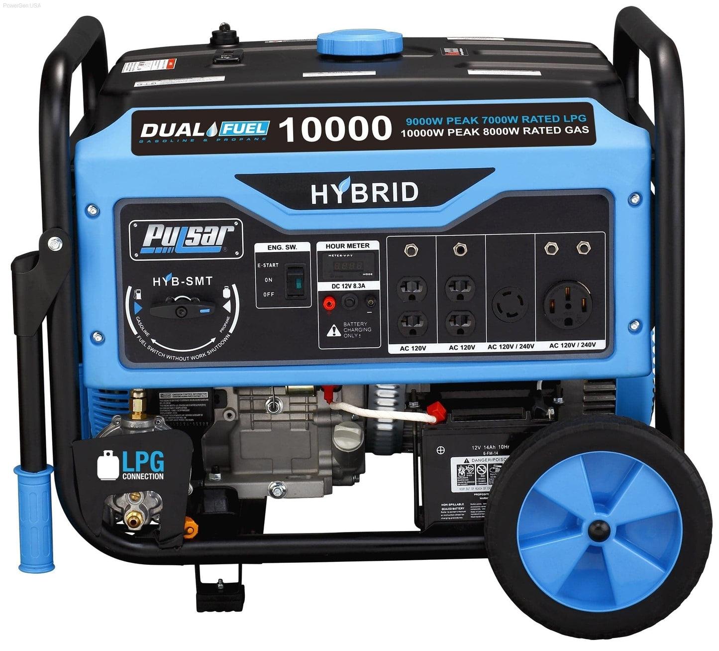 Aurora Generators Pulsar PG10000B16- 10,000W Dual Fuel Portable Generator with Switch & Go Capability - PowerGen USA - PG10000B16