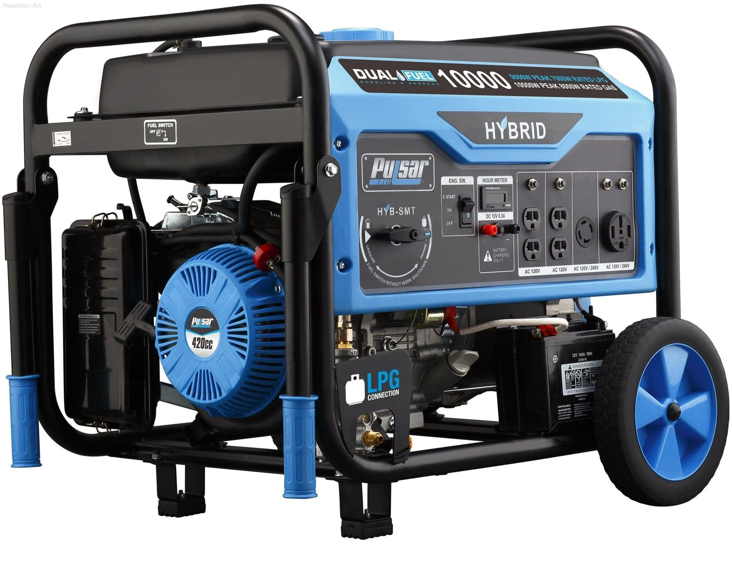 Aurora Generators Pulsar PG10000B16- 10,000W Dual Fuel Portable Generator with Switch & Go Capability - PowerGen USA - PG10000B16