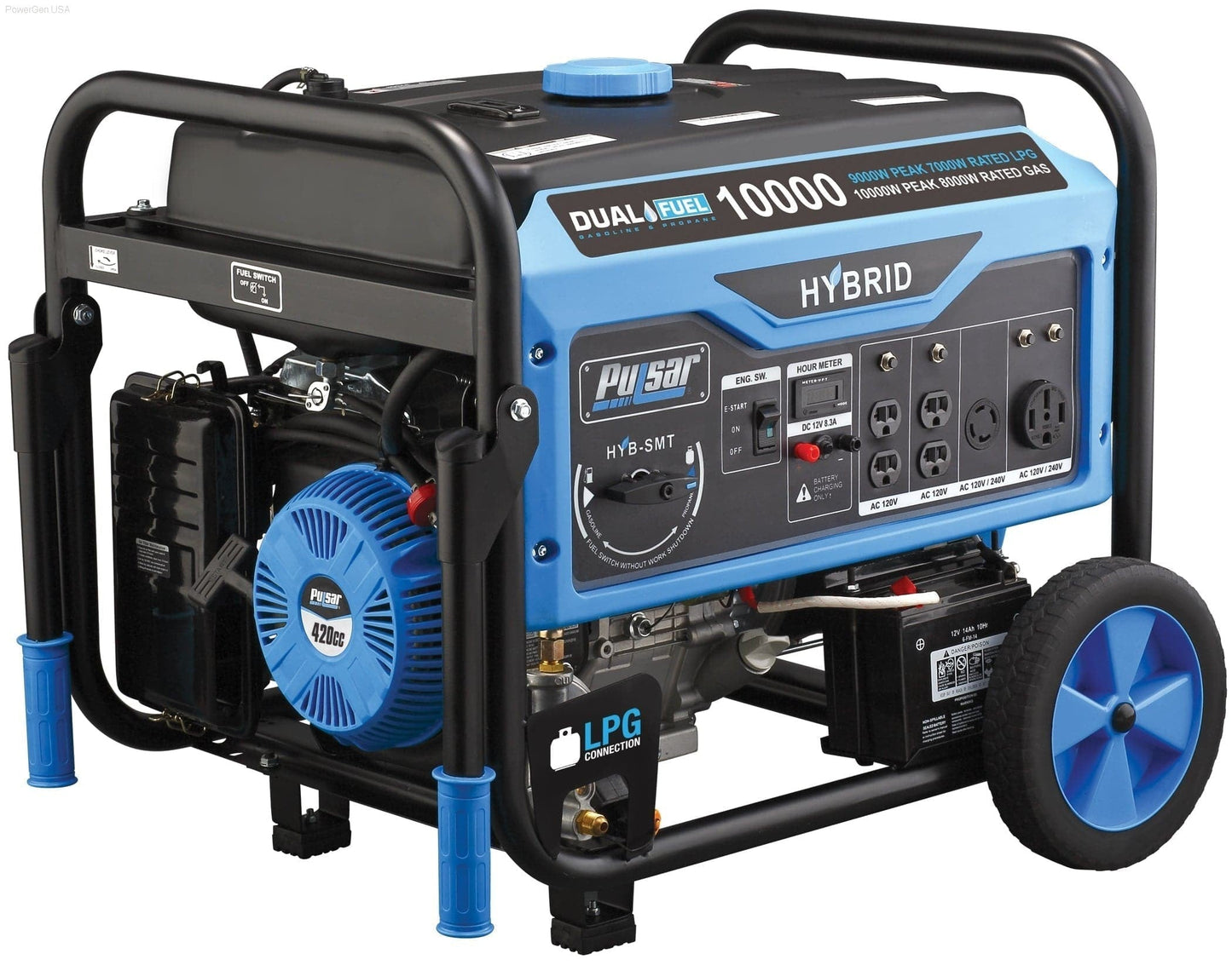 Aurora Generators Pulsar PG10000B16- 10,000W Dual Fuel Portable Generator with Switch & Go Capability - PowerGen USA - PG10000B16