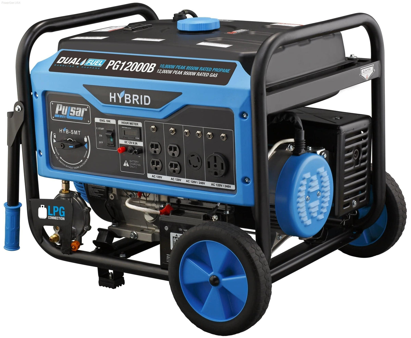 Aurora Generators Pulsar 12000 Watt Generator - Dual Fuel Portable with Electric Start and Switch & Go Technology - PowerGen USA - PG12000B