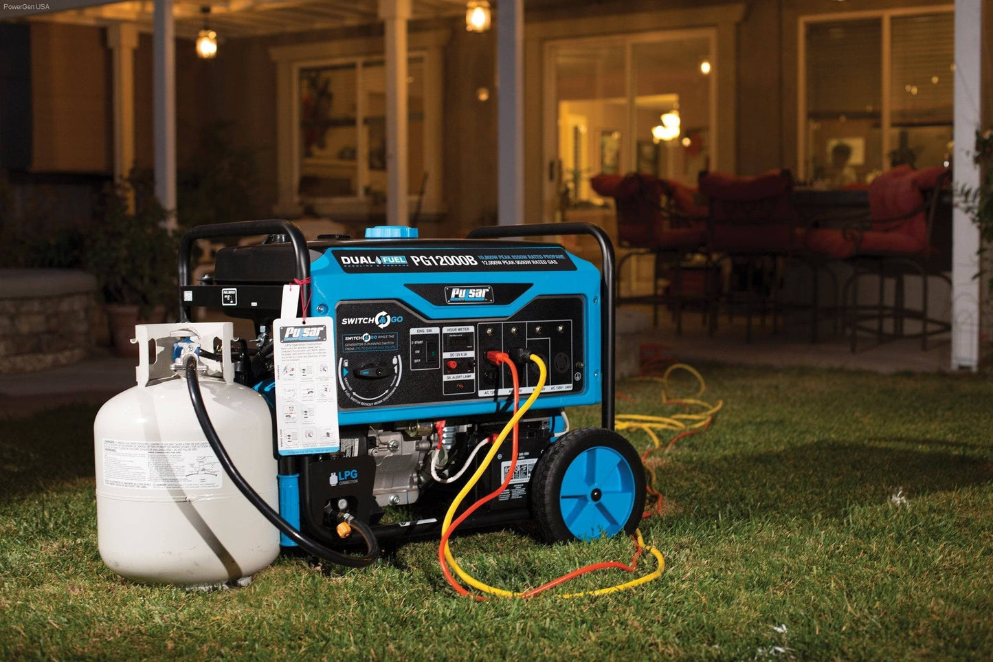 Aurora Generators Pulsar 12000 Watt Generator - Dual Fuel Portable with Electric Start and Switch & Go Technology - PowerGen USA - PG12000B