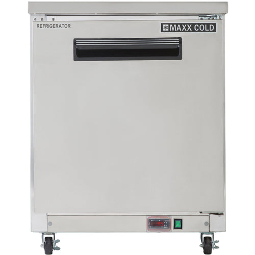Maxx Cold Single Door Undercounter Refrigerator, 27.5"W, 6.5 cu. ft. Storage Capacity, in Stainless Steel - MXCR27UHC