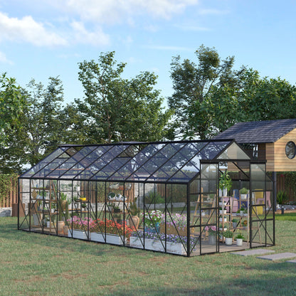 BloomGreen 20' x 8' Greenhouse with Roof Vent and Sliding Door, Clear