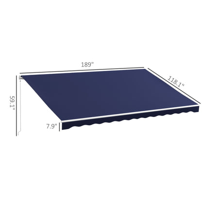 16' x 10' Electric Retractable Awning with Remote & Crank Handle, Blue