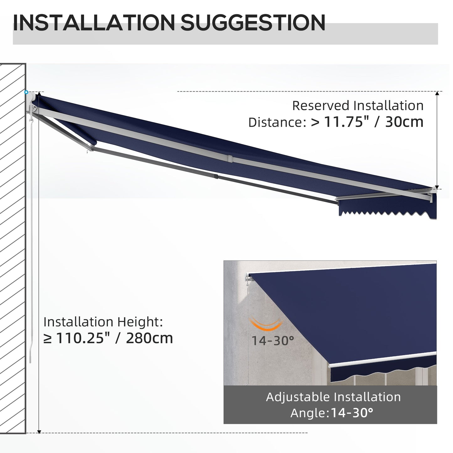 16' x 10' Electric Retractable Awning with Remote & Crank Handle, Blue