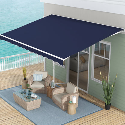 16' x 10' Electric Retractable Awning with Remote & Crank Handle, Blue