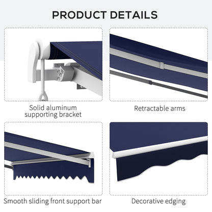 16' x 10' Electric Retractable Awning with Remote & Crank Handle, Blue