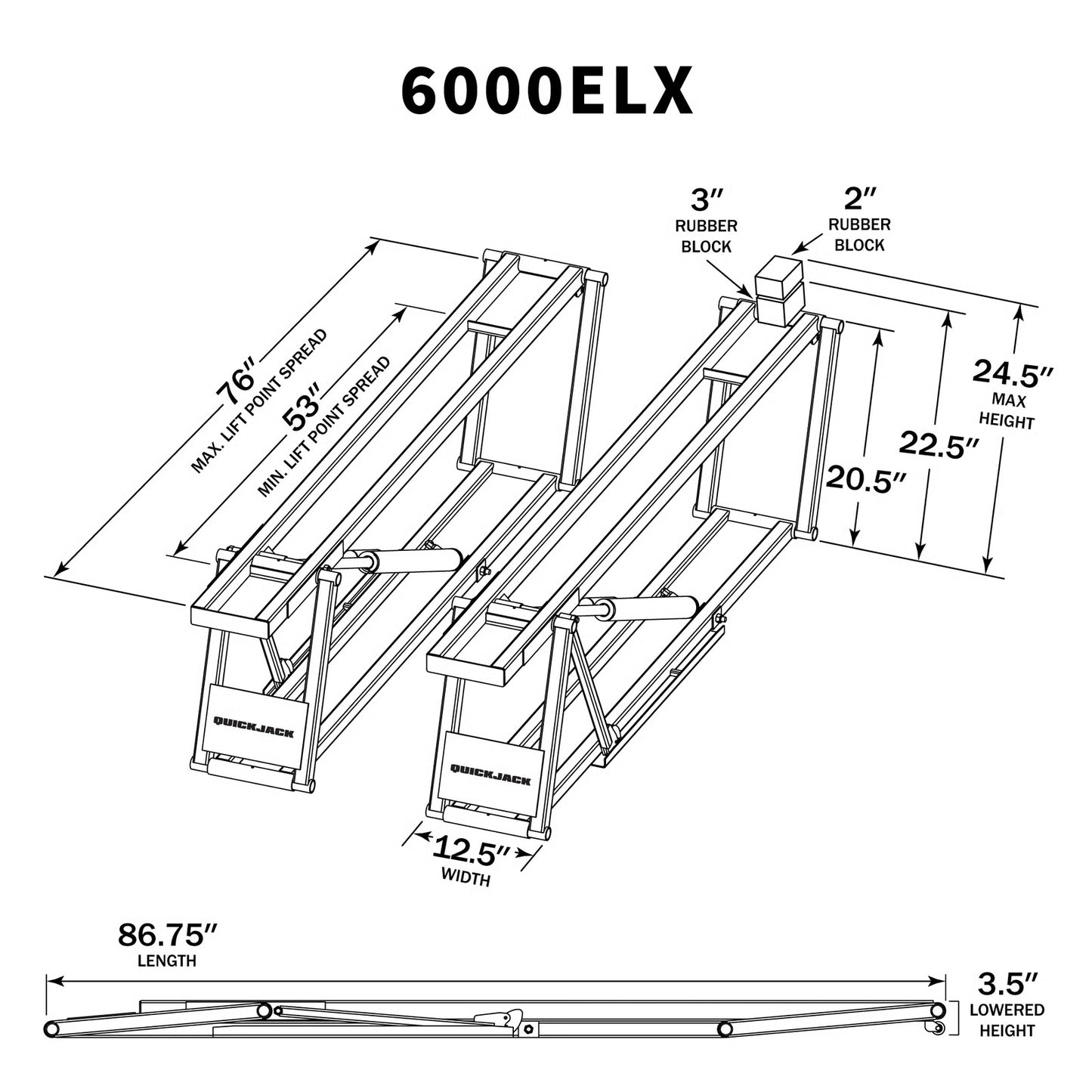 6000ELX Extended-Width Portable EV Car Lift