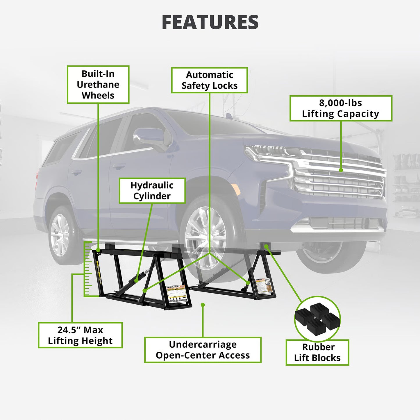8000TL 8,000-lb. Portable Car Lift Standard Frame