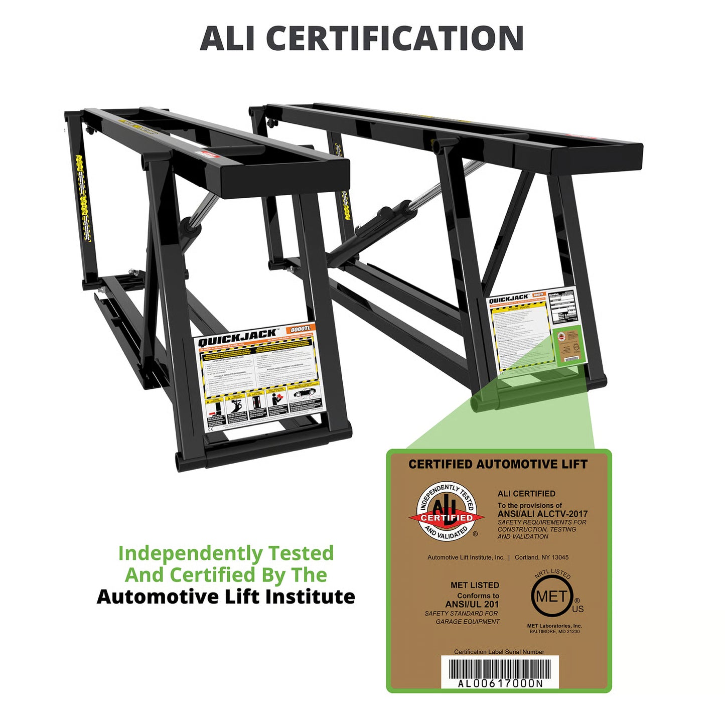 8000TL 8,000-lb. Portable Car Lift Standard Frame
