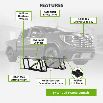 8000TLX 8,000-lb. Portable Car Lift Extended Frame