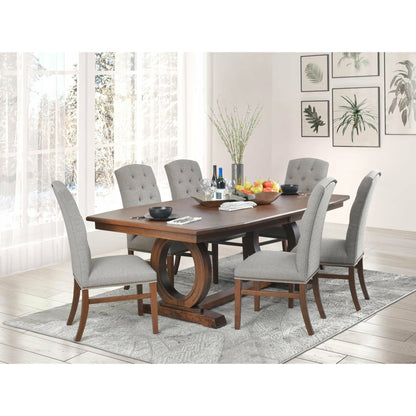 QW Amish Florence 7pc Set w/ Upholstered Chairs - 371Y-FLORENCE|258M-DAL-404-TUFTED(D)-SIDE-1/2SIDE BY SIDE,06 OLD GOLD,SO-PRE-ADD STRETCH