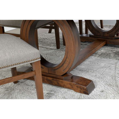 QW Amish Florence 7pc Set w/ Upholstered Chairs - 371Y-FLORENCE|258M-DAL-404-TUFTED(D)-SIDE-1/2SIDE BY SIDE,06 OLD GOLD,SO-PRE-ADD STRETCH