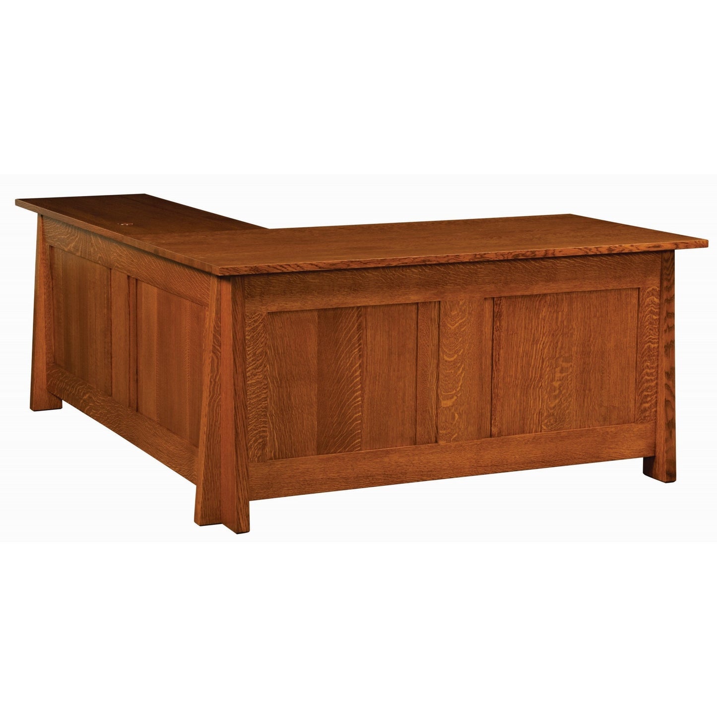 QW Amish Freemont Mission 66"x80" L-Shape Desk with Optional Hutch - 126N-FMRD32