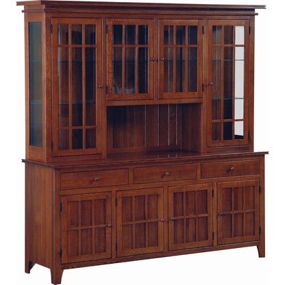 QW Amish Spruce Creek 4 Door Buffet with Hutch Shiplap Back - 167A-0052-0051-SP