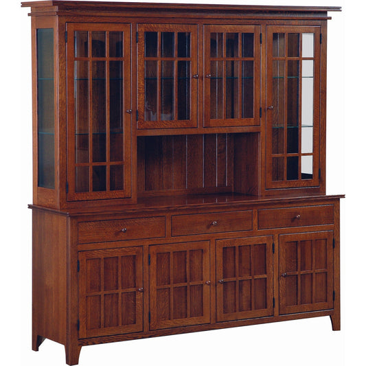 QW Amish Spruce Creek 4 Door Buffet with Hutch Shiplap Back - 167A-0052-0051-SP