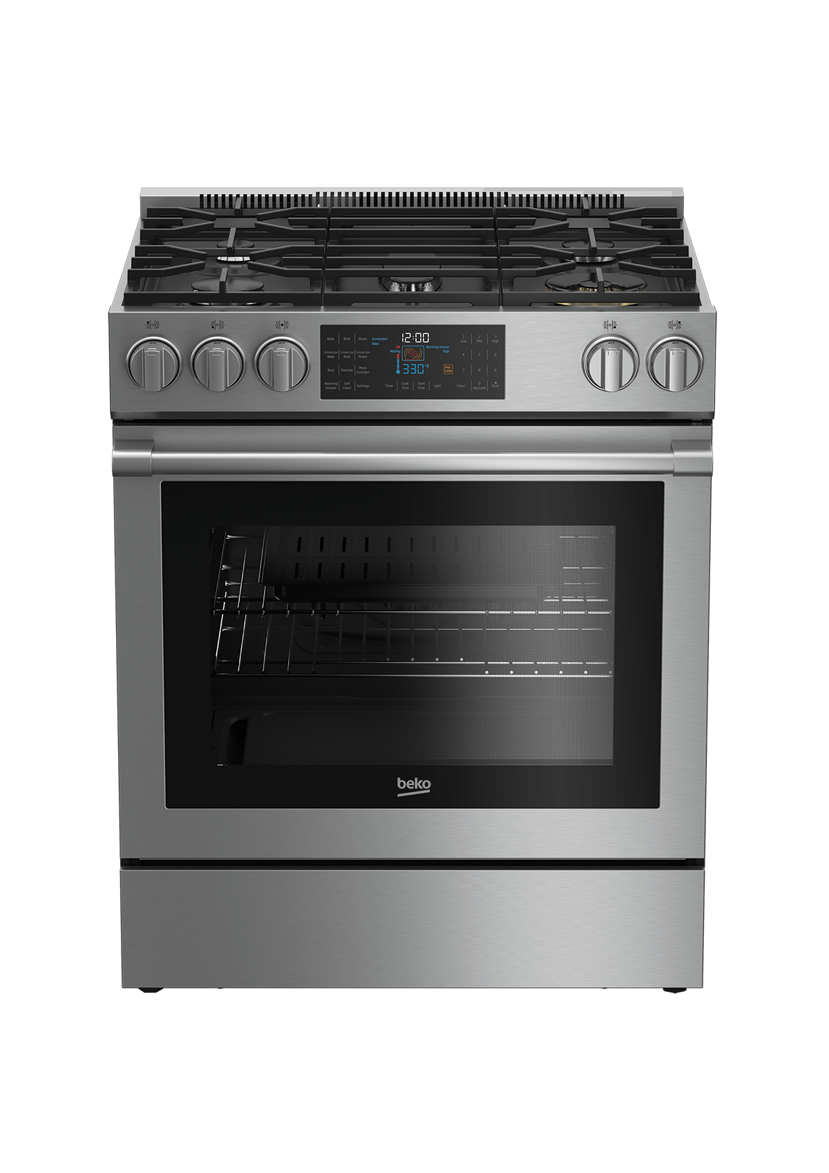 BEKO SLGR30530SS 30" Stainless Steel Slide-In Gas Range Stainless