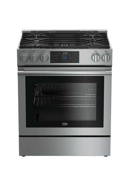 BEKO SLGR30530SS 30" Stainless Steel Slide-In Gas Range Stainless