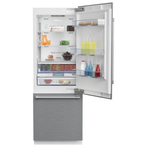 BEKO 30" Freezer Bottom Built-In Refrigerator with Auto Ice Maker and Internal Water Dispenser White - BBBF3019IMWE
