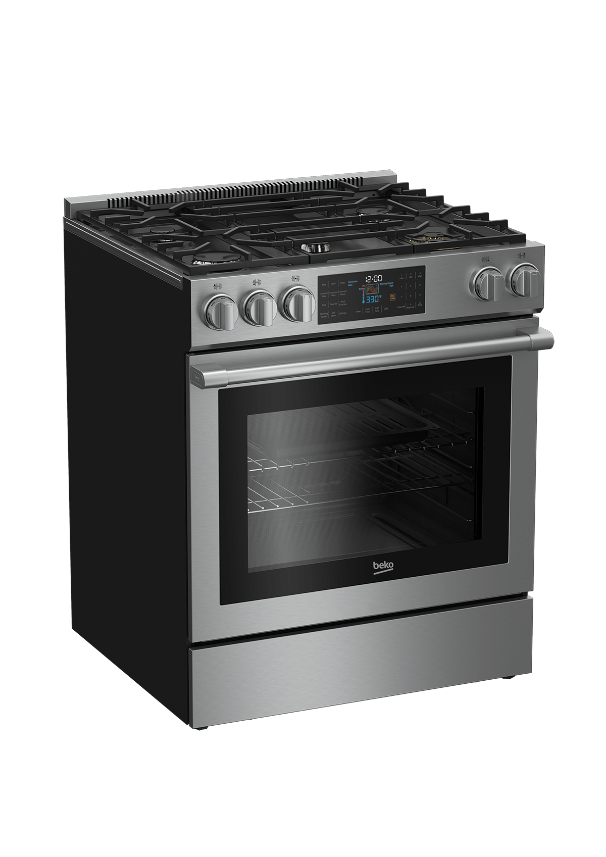 BEKO SLGR30530SS 30" Stainless Steel Slide-In Gas Range Stainless