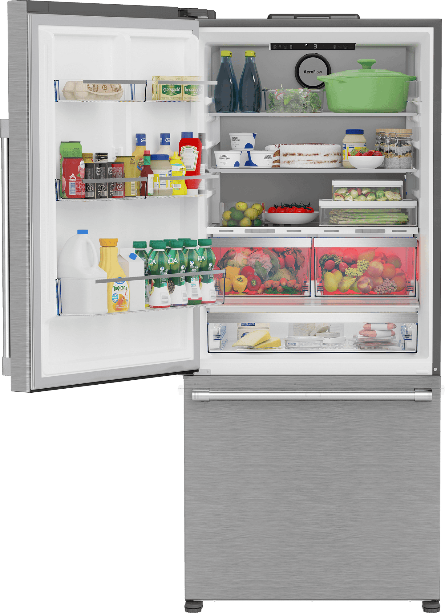 BEKO 30" Bottom Freezer Refrigerator with HarvestFresh in Stainless Steel - BFBD30216SSL