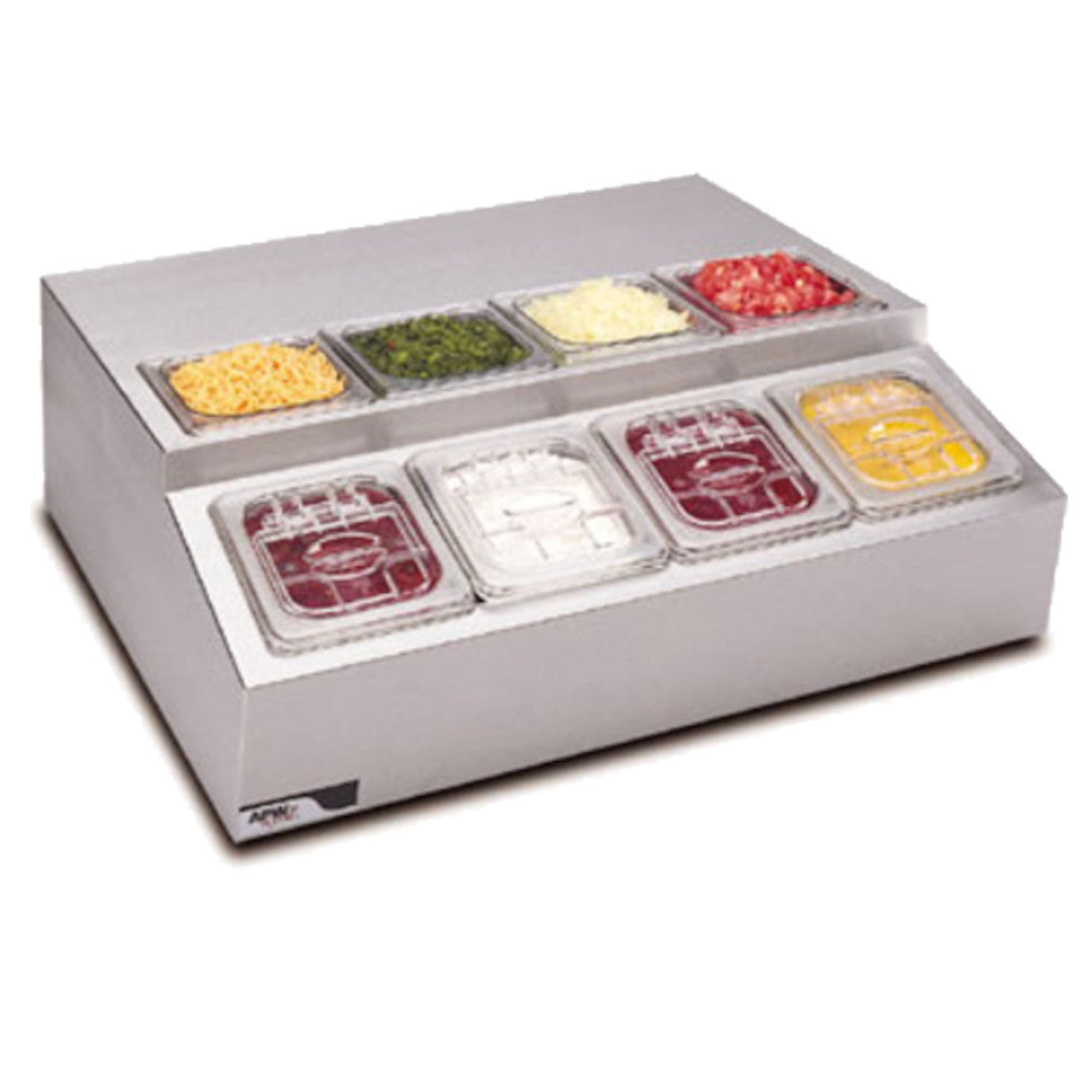 APW Wyott RTR-8 8 Compartment Countertop Refrigerated Topping Rail - AWRTR8